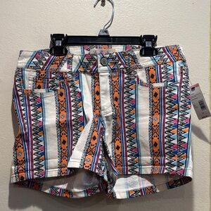 True Freedom Multicolor Tribal Jean Shorts